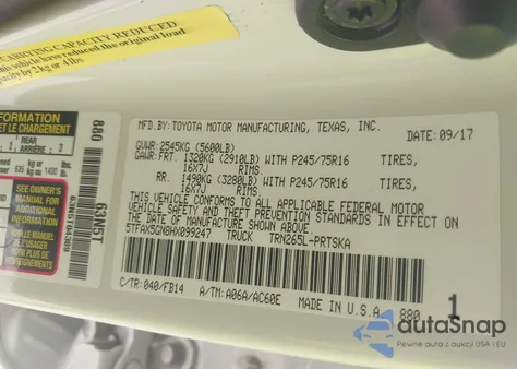 2017 Toyota Tacoma Sr from USA, damaged, VIN 5TFAX5GN8HX099247
